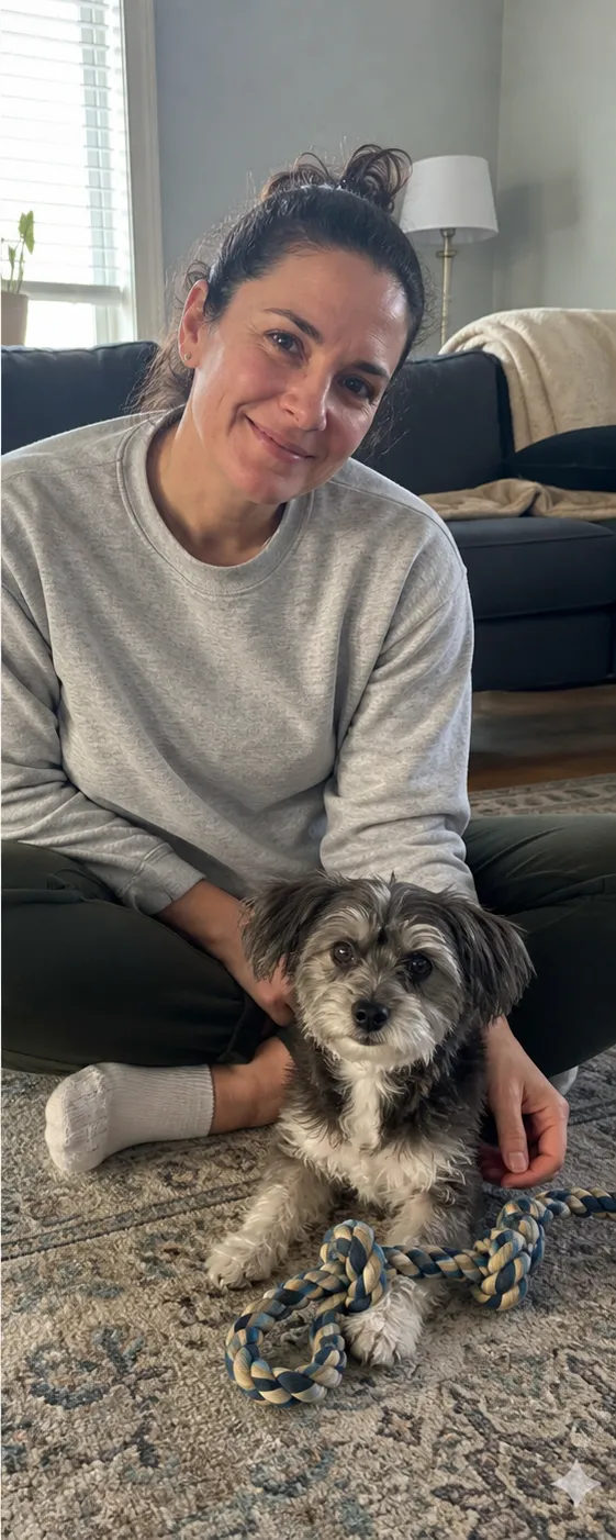 Renee with her small dog