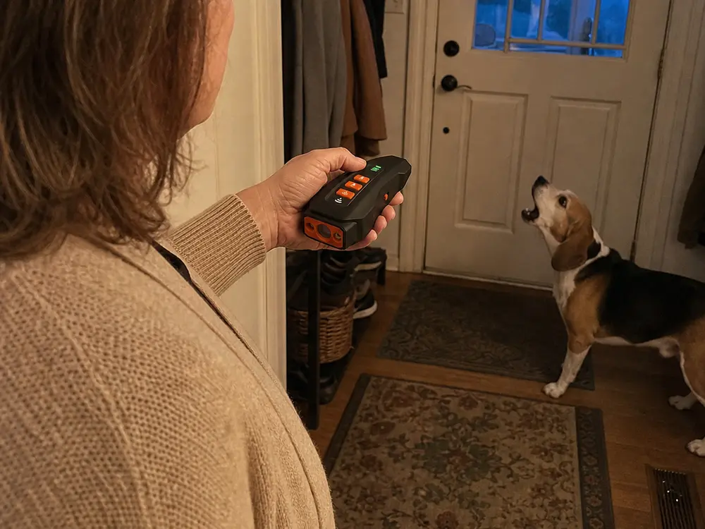 Owner interrupts barking